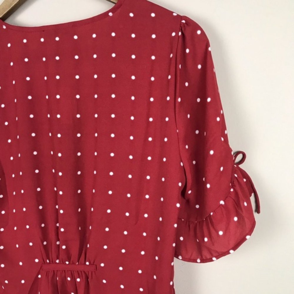 MADEWELL DAYLIGHT TIE SLEEVE TOP IN POLKA DOTS NWT - Picture 6 of 11